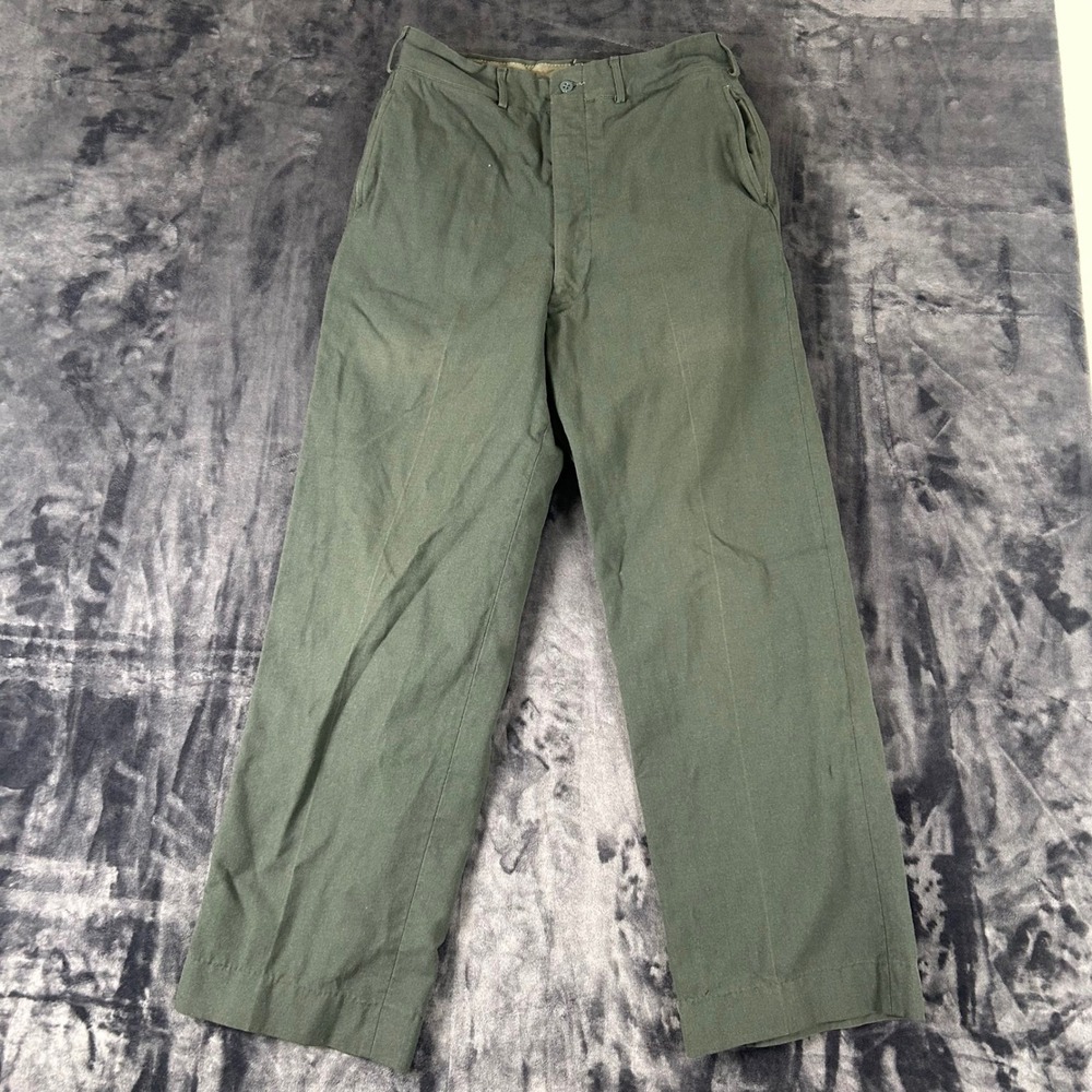 Military Trousers Mens 31x34 Green Vintage US Army Fatigue Utility Pants OG-107